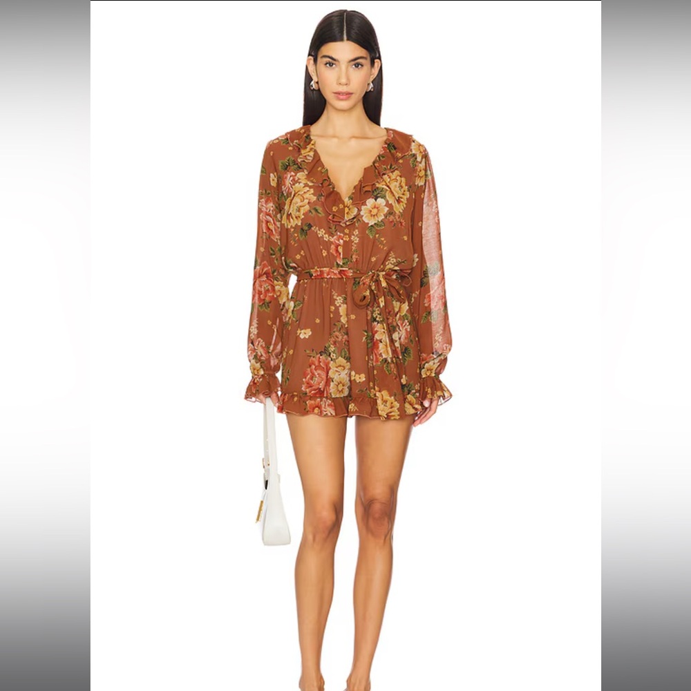 Show Me Your MuMu Floral Brown Romper
